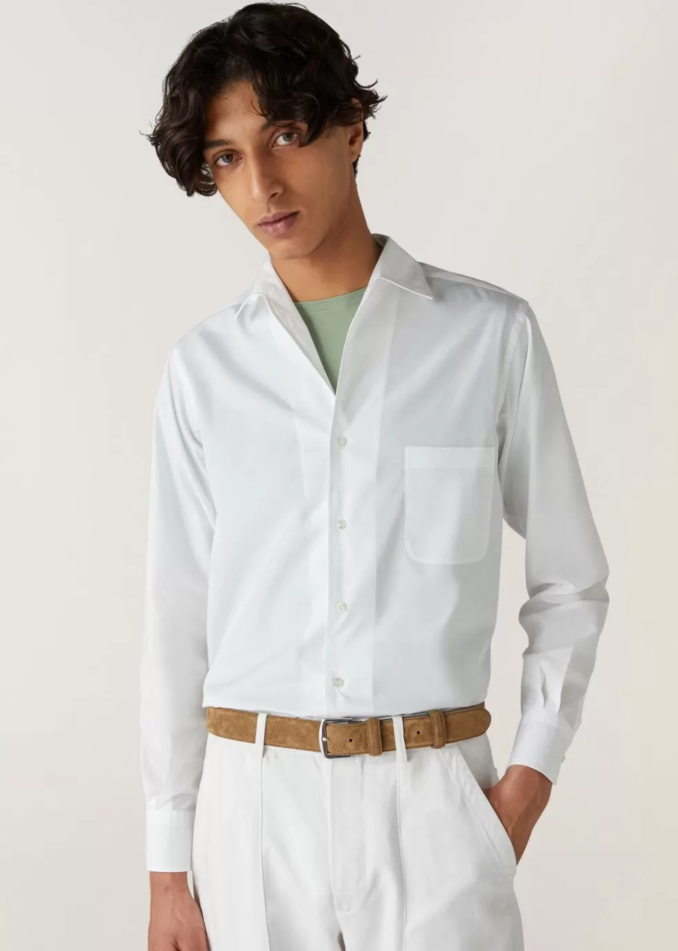 Shirts*Loro Piana Andre Shirt Optical White