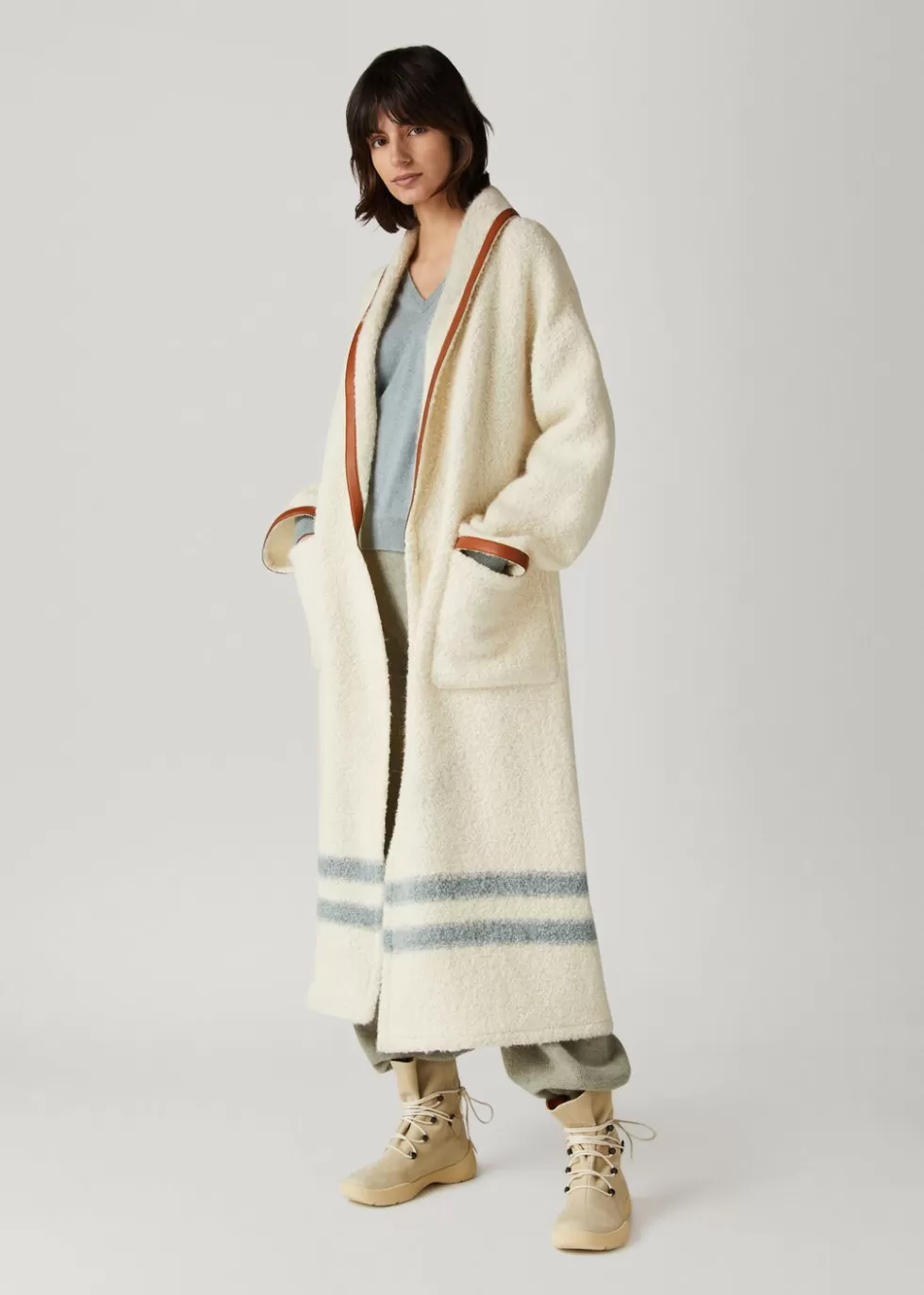 Coats & Capes*Loro Piana Arbel Coat Nougat+Clear Blue Clouds