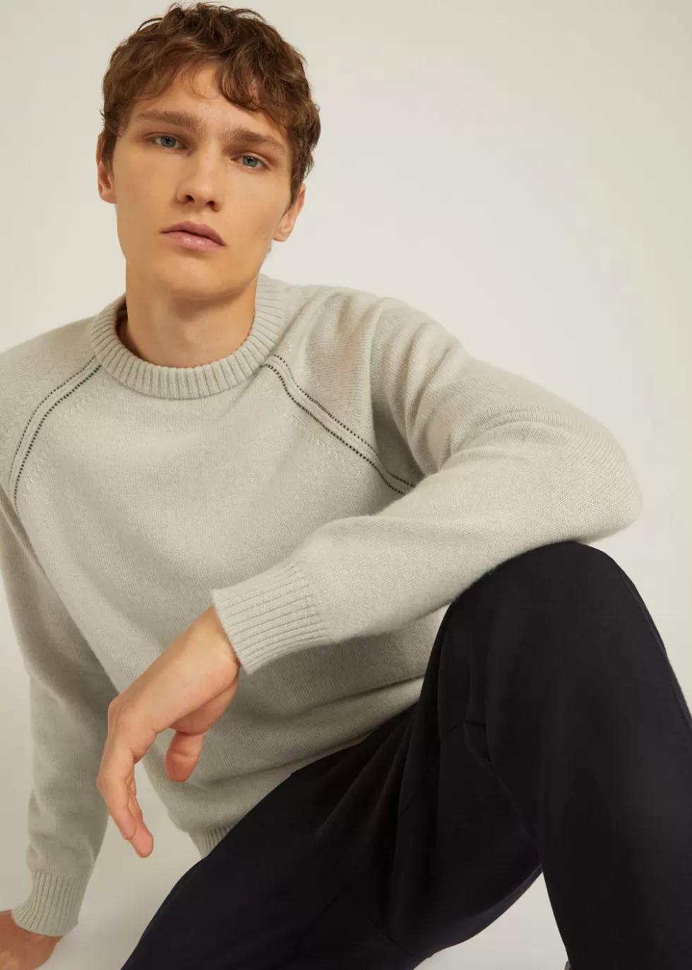 Knitwear*Loro Piana Asti Crew Neck Ghiaccio Mel