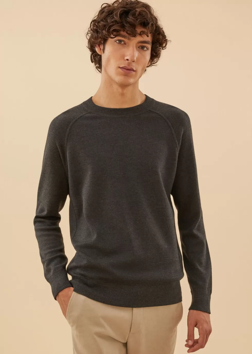 Knitwear*Loro Piana Balfour Crew Neck Anthracite Gray