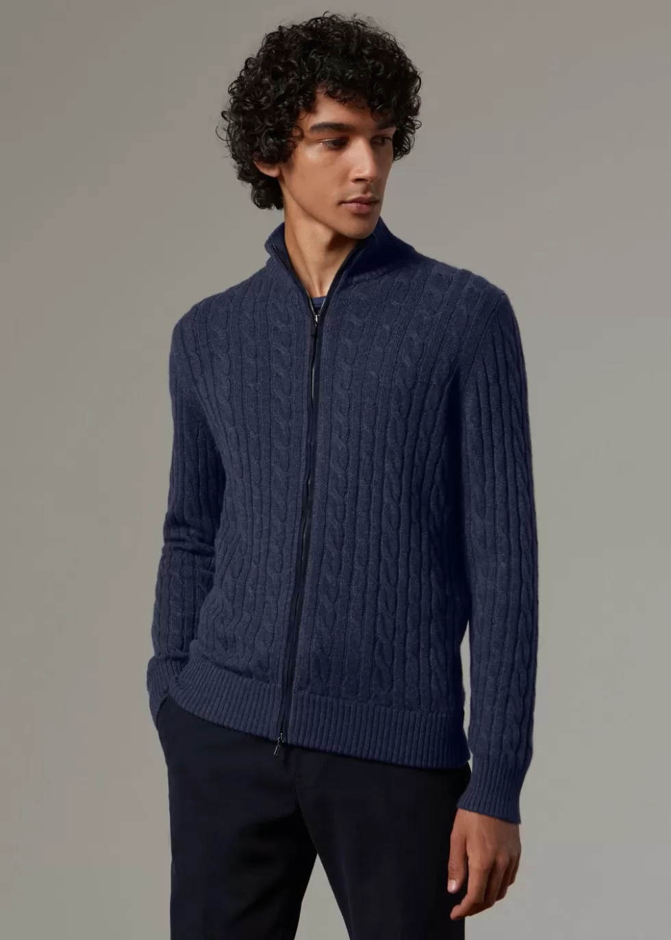 Knitwear*Loro Piana Bomber Pirate Blue Melange/Dark Slate Blue