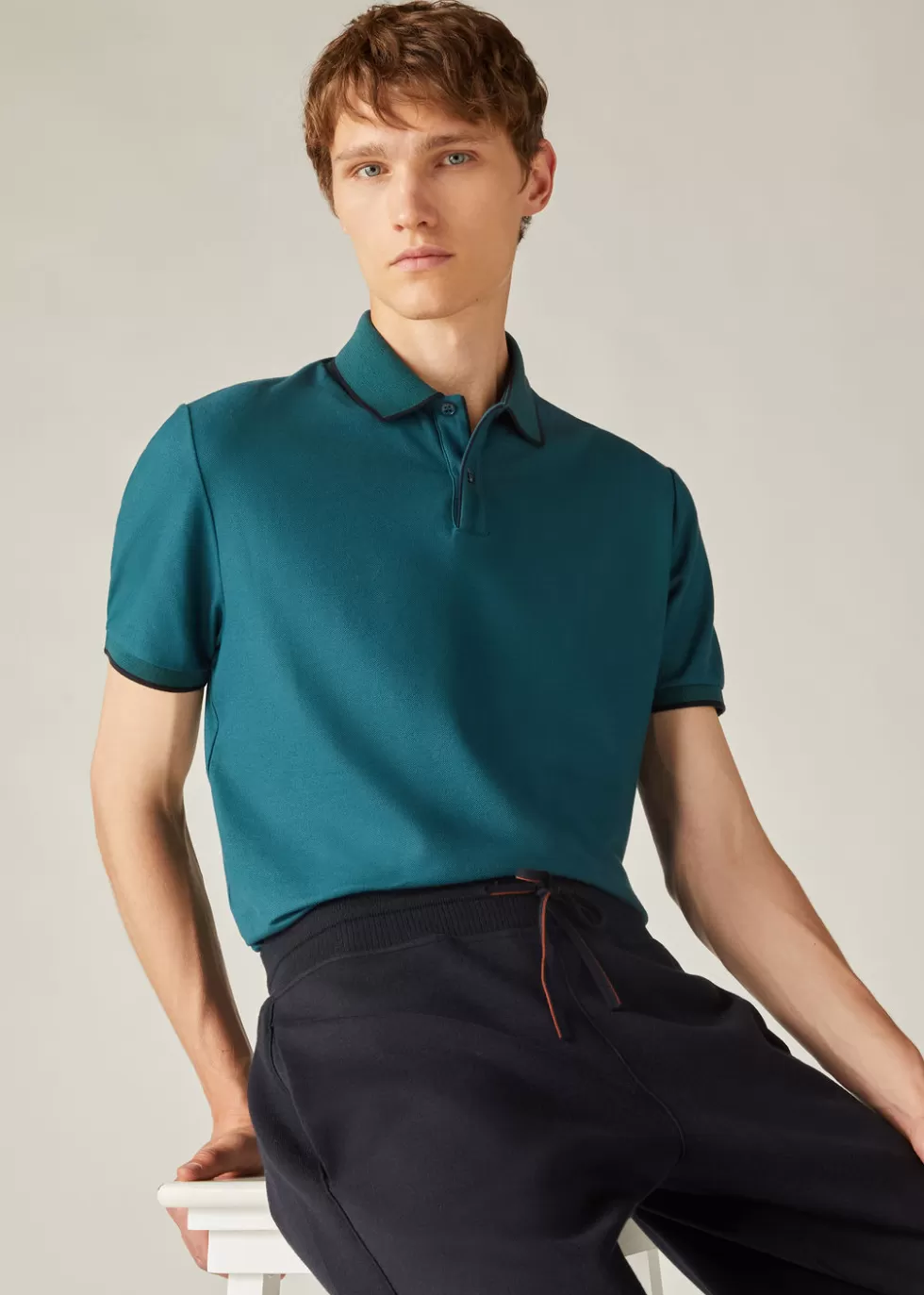 Polo And T-Shirts*Loro Piana Brentwood Polo Petroleum