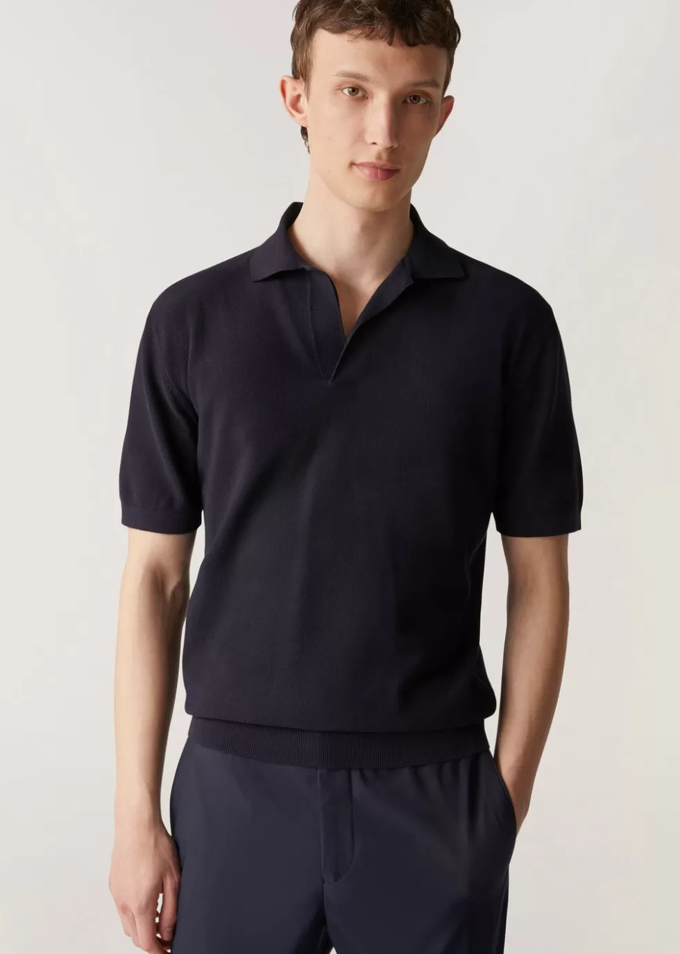 Polo And T-Shirts*Loro Piana Buttonless Polo Shirt Navy Blue