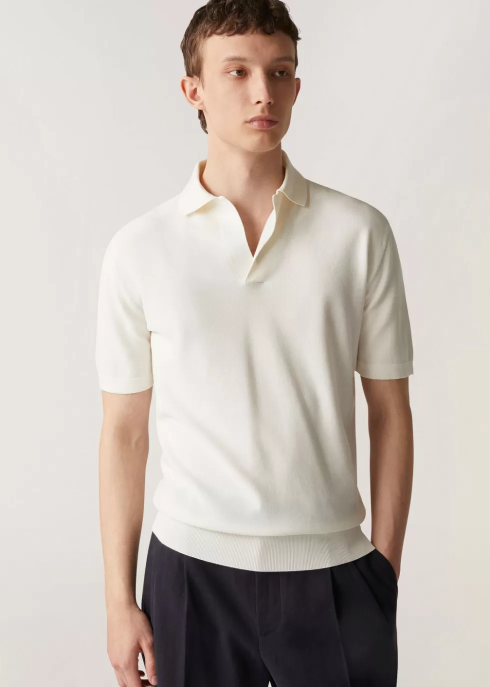 Polo And T-Shirts*Loro Piana Buttonless Polo Shirt Optical White