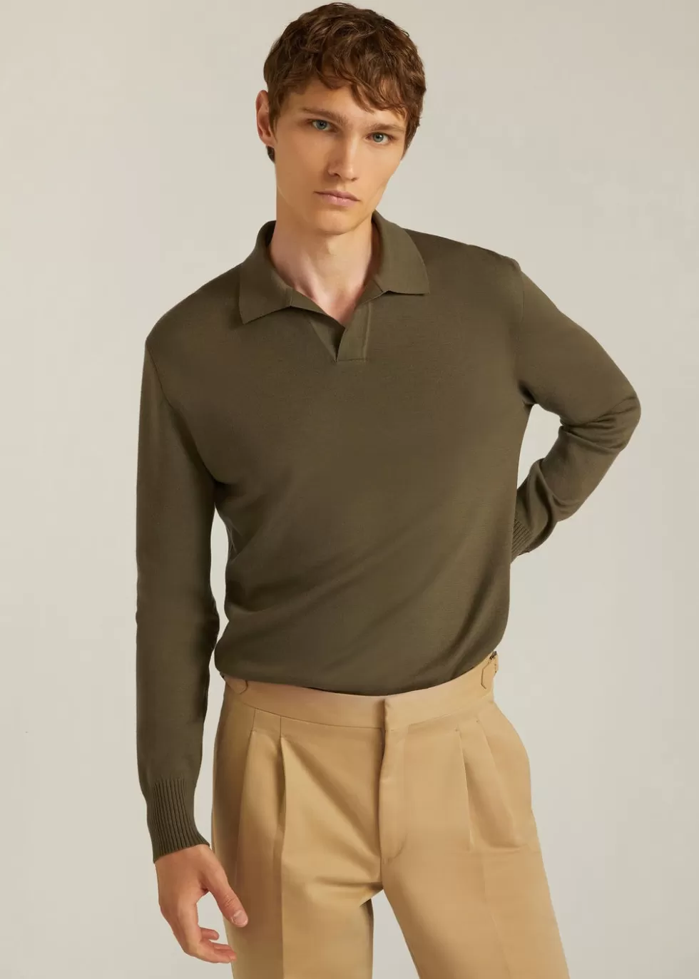 Polo And T-Shirts*Loro Piana Buttonless Polo-Shirt Sagano Forest