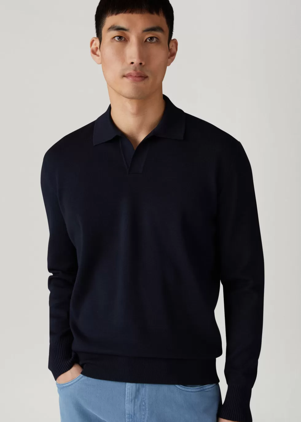 Polo And T-Shirts*Loro Piana Buttonless Polo-Shirt Navy Blue