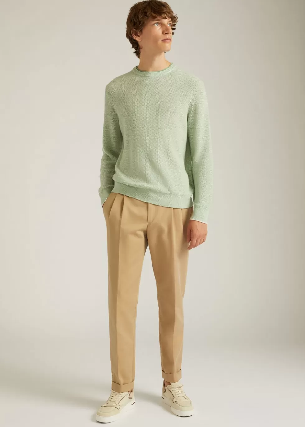 Knitwear*Loro Piana City Pull Crew Neck Arsenic Green Mel