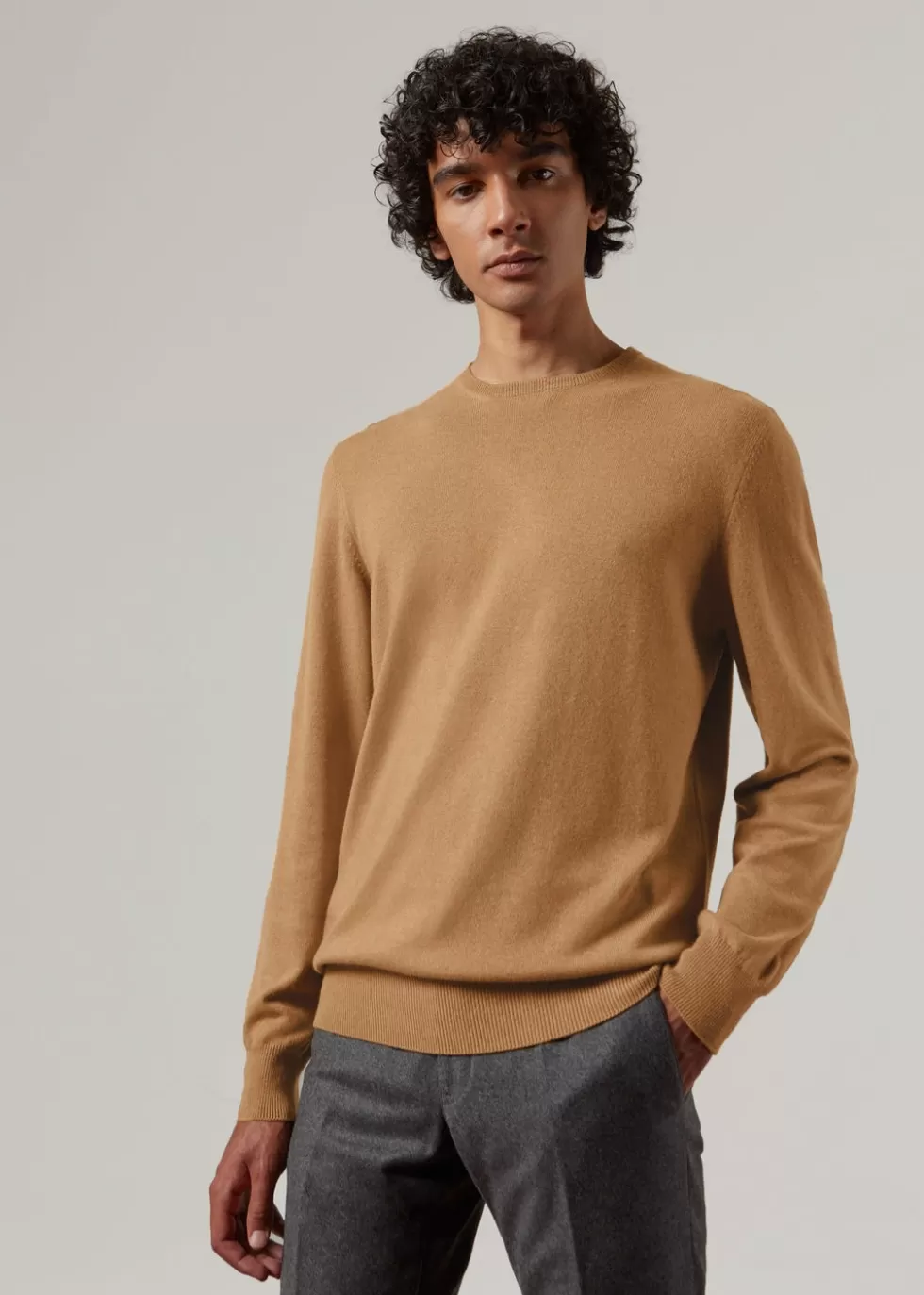 Knitwear*Loro Piana Classic Crewneck Vicuna/Natural