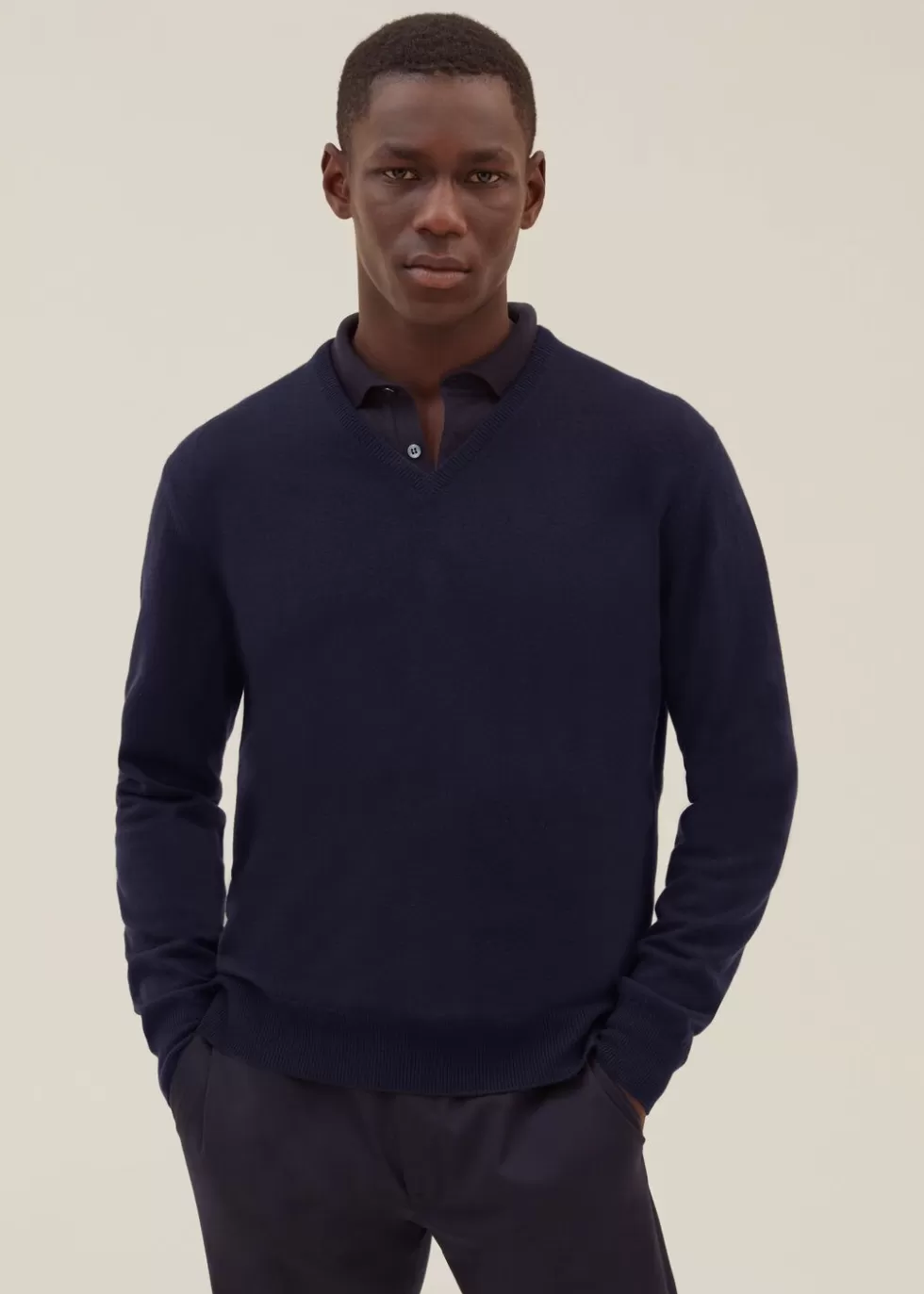 Knitwear*Loro Piana Classic V Neck Navy Blue