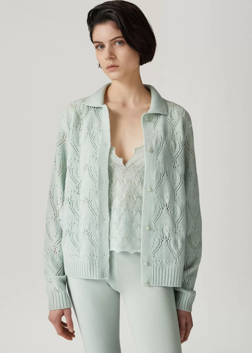 Knitwear*Loro Piana Cocooning Cardigan Jade Gray