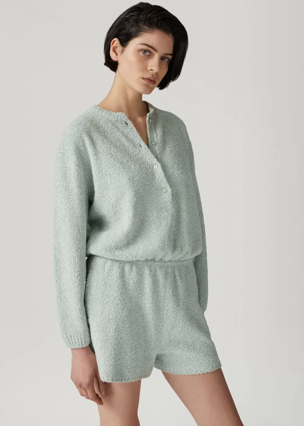 Knitwear*Loro Piana Cocooning Romper Jade Gray