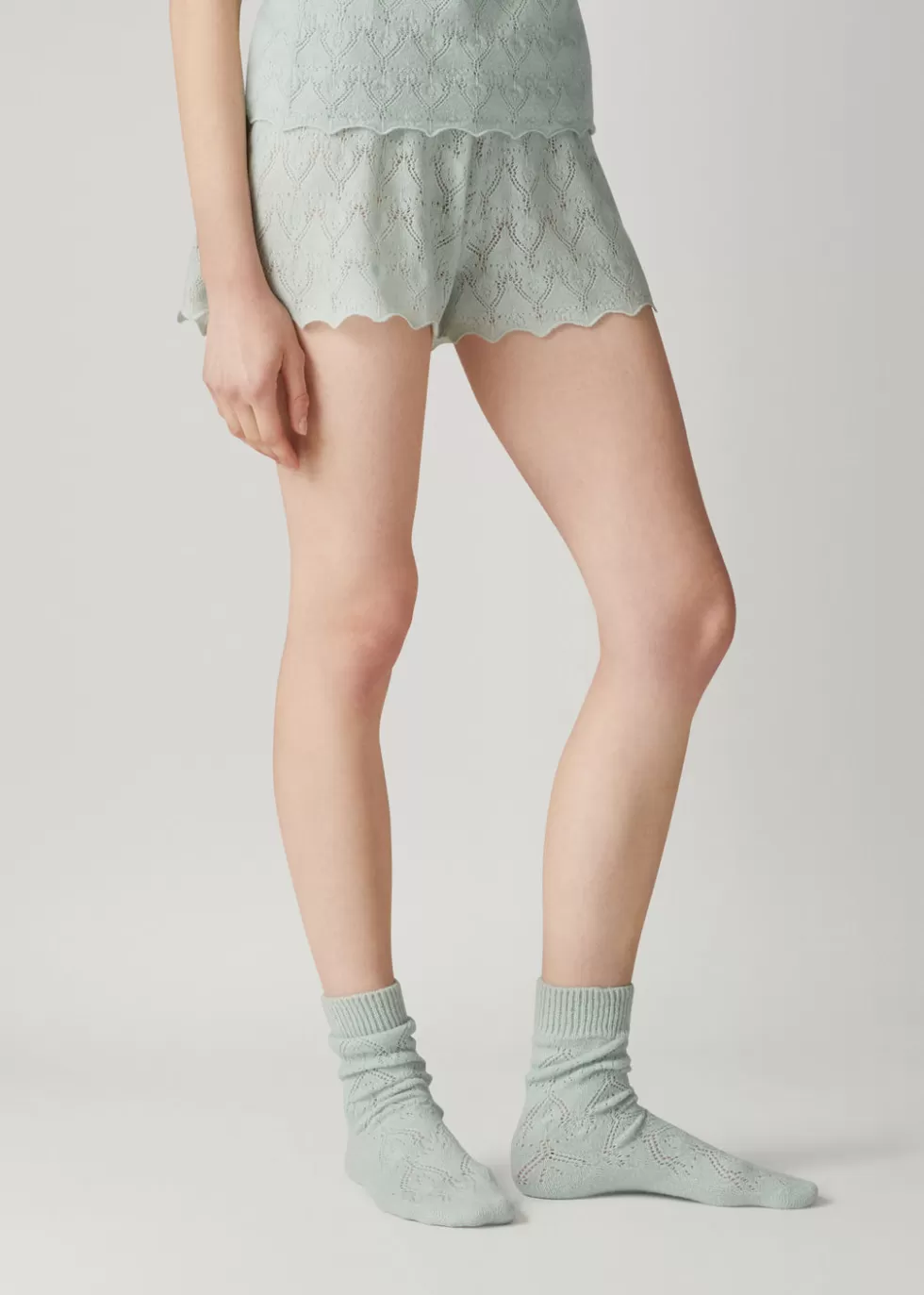 Knitwear*Loro Piana Cocooning Shorts Jade Gray