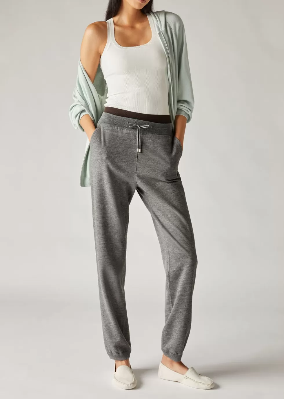 Trousers & Shorts*Loro Piana Cocooning Soft Pants Grey Melange