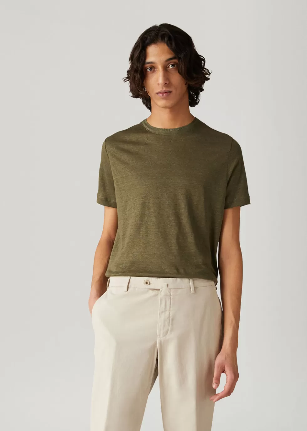 Polo And T-Shirts*Loro Piana Crew Neck Tea Leaf