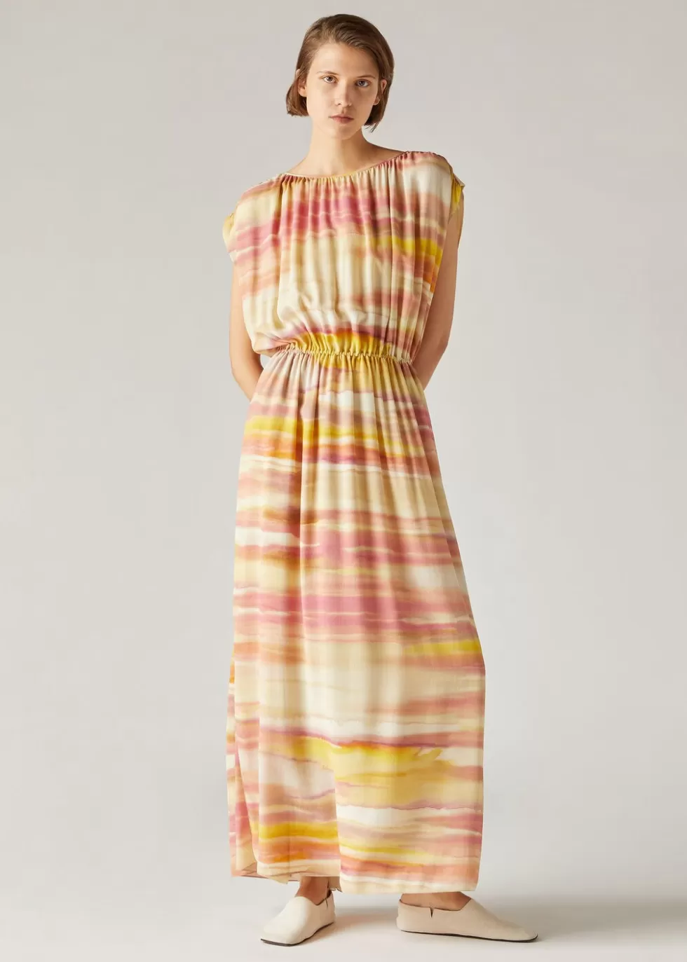 Dresses*Loro Piana Edwina Dress Pineapple Sorbetto+Grapefruit Jelly