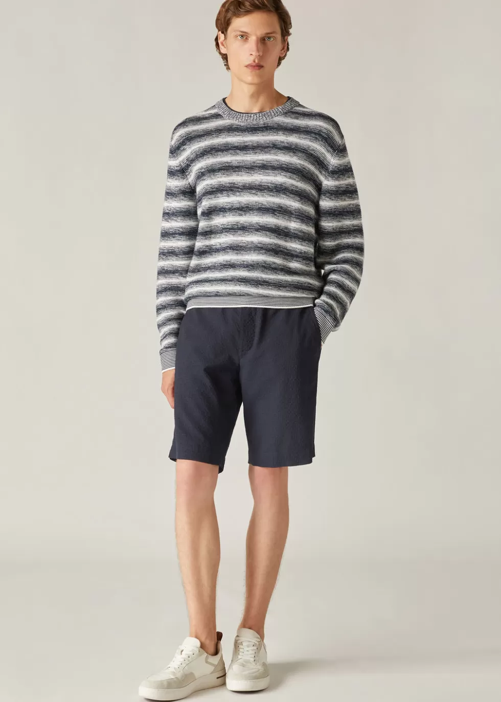 Trousers & Bermudas*Loro Piana Flat Bermuda Shorts Night Blue Stripe