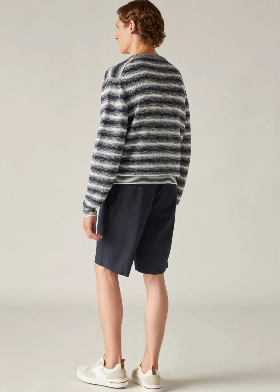 Trousers & Bermudas*Loro Piana Flat Bermuda Shorts Night Blue Stripe