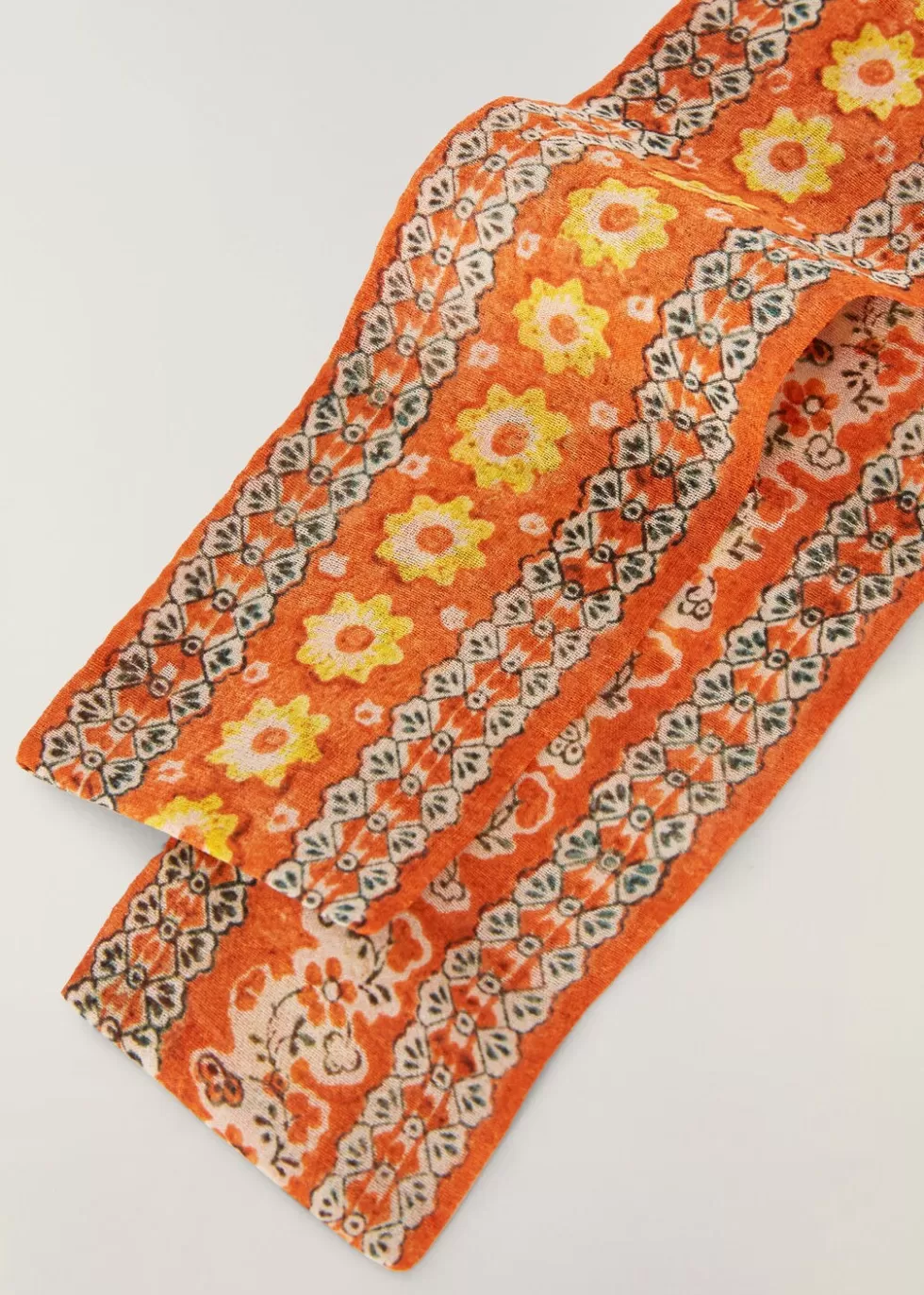 Stoles*Loro Piana Flower Ceremony Neck Scarf Jujube Orange+Papaya Shake