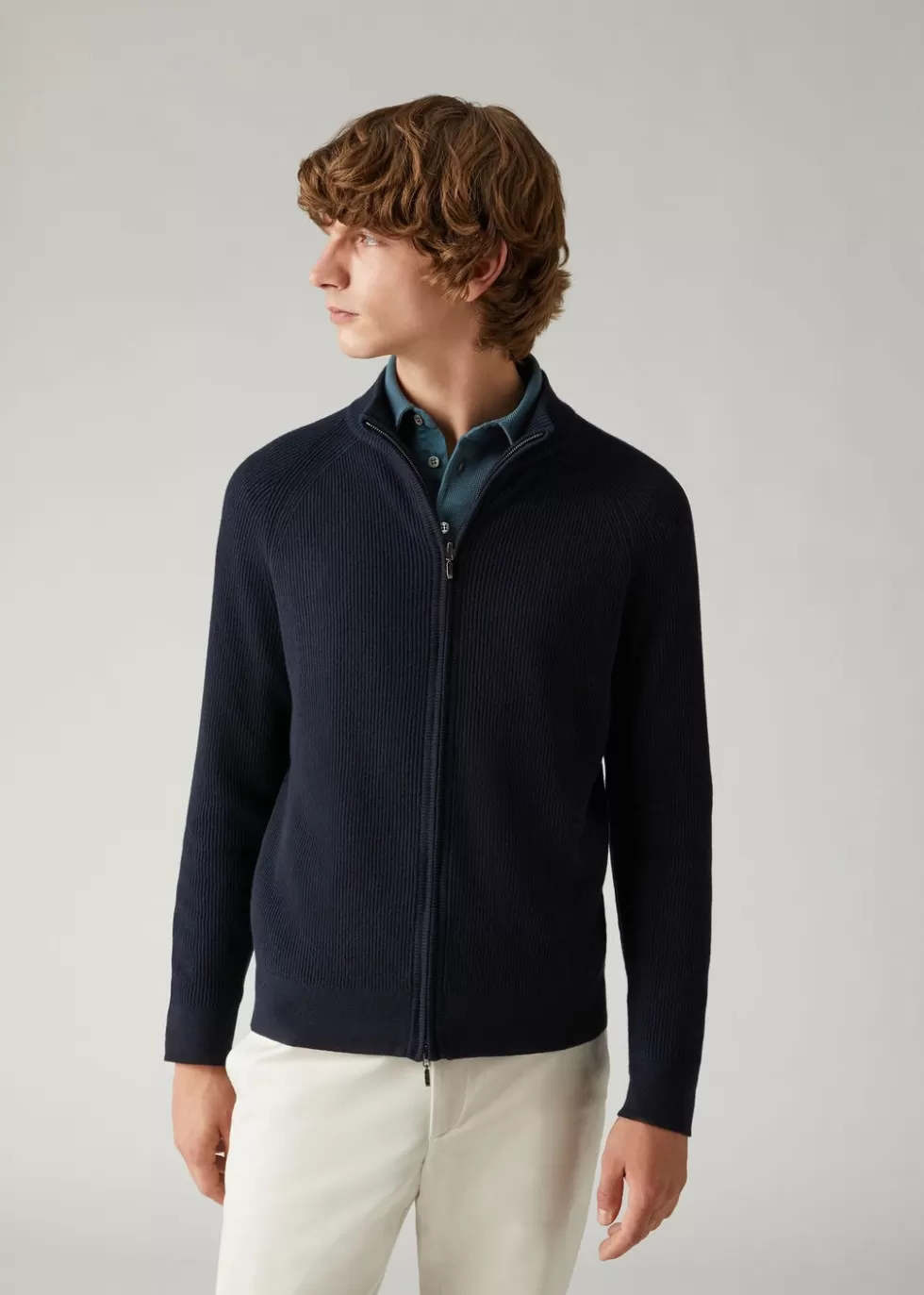 Knitwear*Loro Piana Gateway Bomber Blue Navy/Shanghai Blu