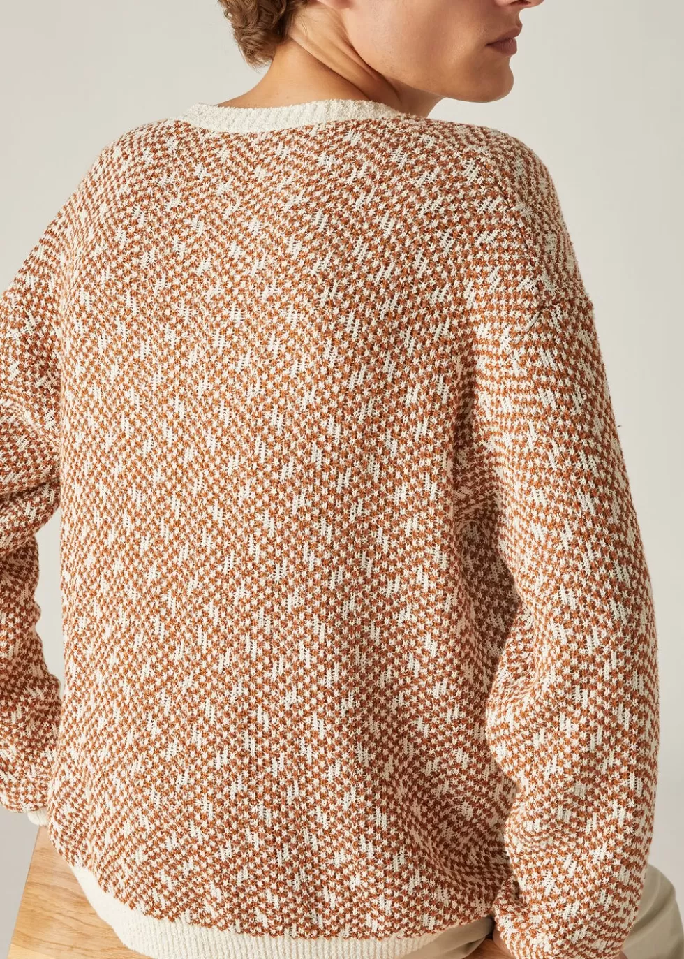 Knitwear*Loro Piana Gelso Crew Neck White/Kummel Jacquard