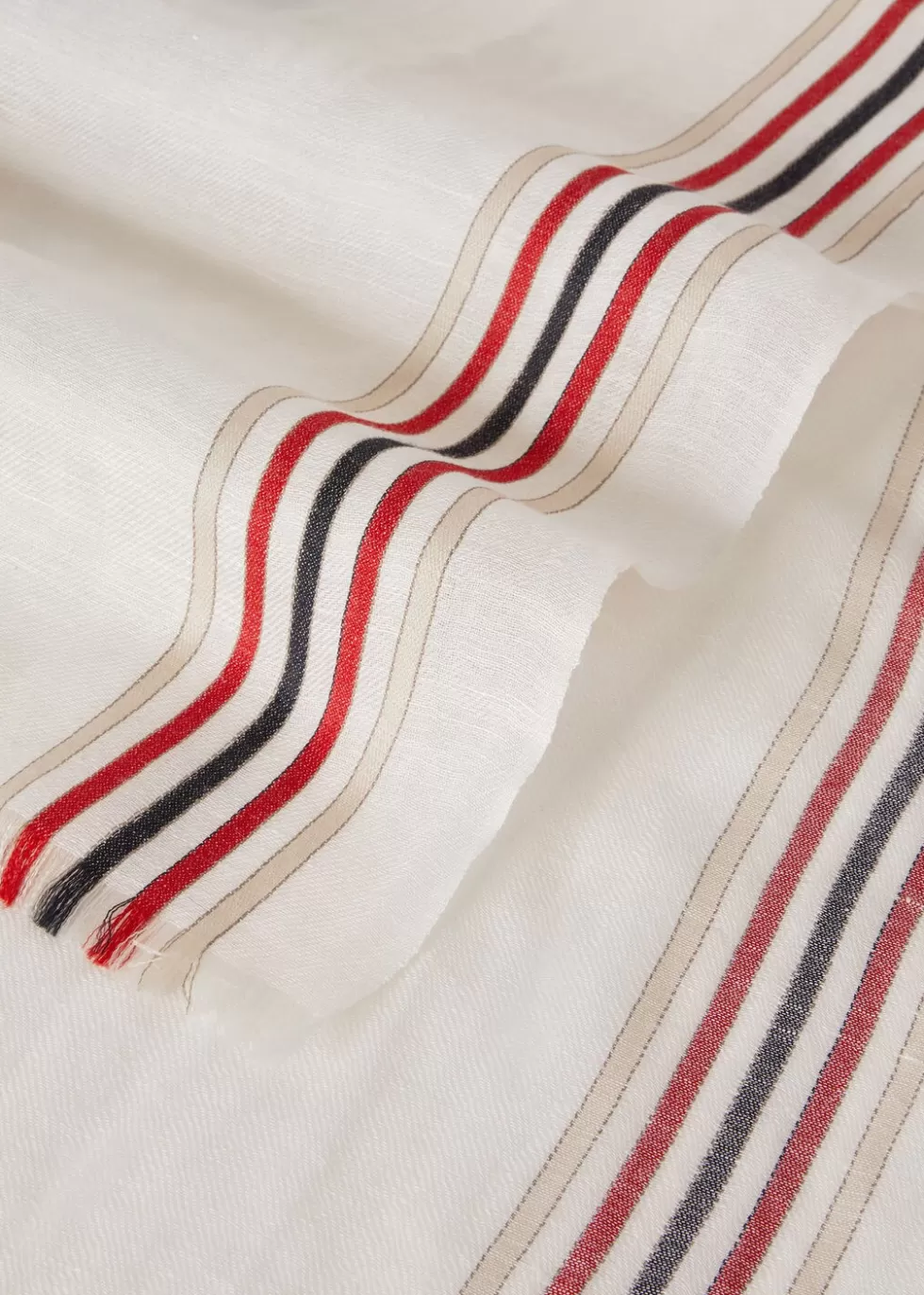 Scarves*Loro Piana Grande Portovenere Scarf White/Blue Navy/Almond/Red