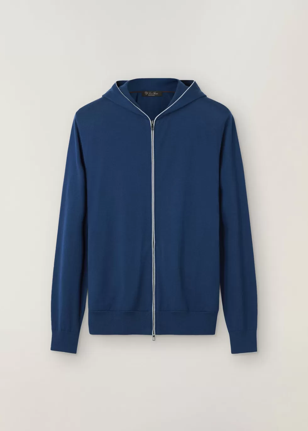 Knitwear*Loro Piana Hood Leasure Bomber Ink Blue Melange