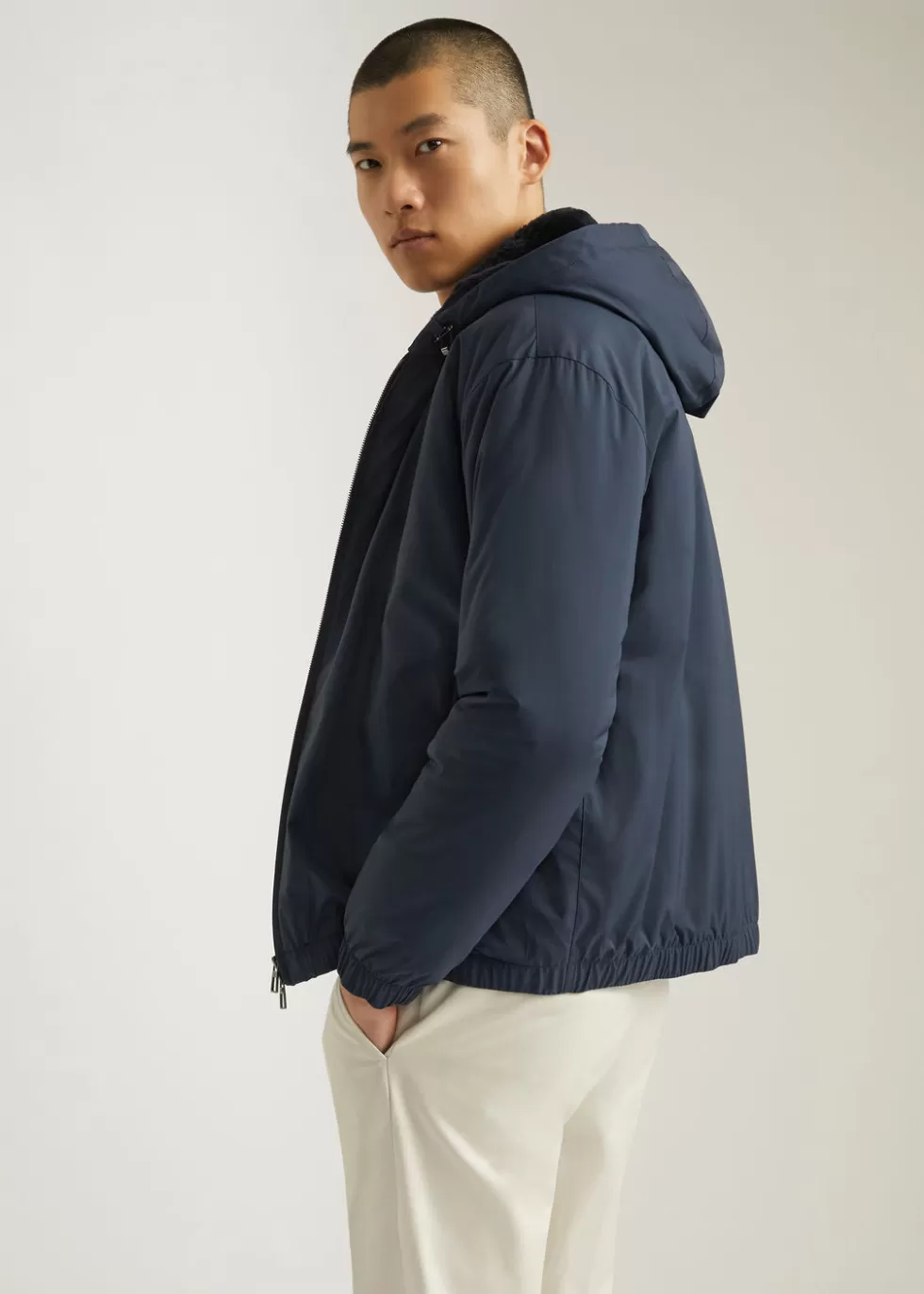 Outerwear Jackets*Loro Piana Hooded Bomber Jacket Navy Blue