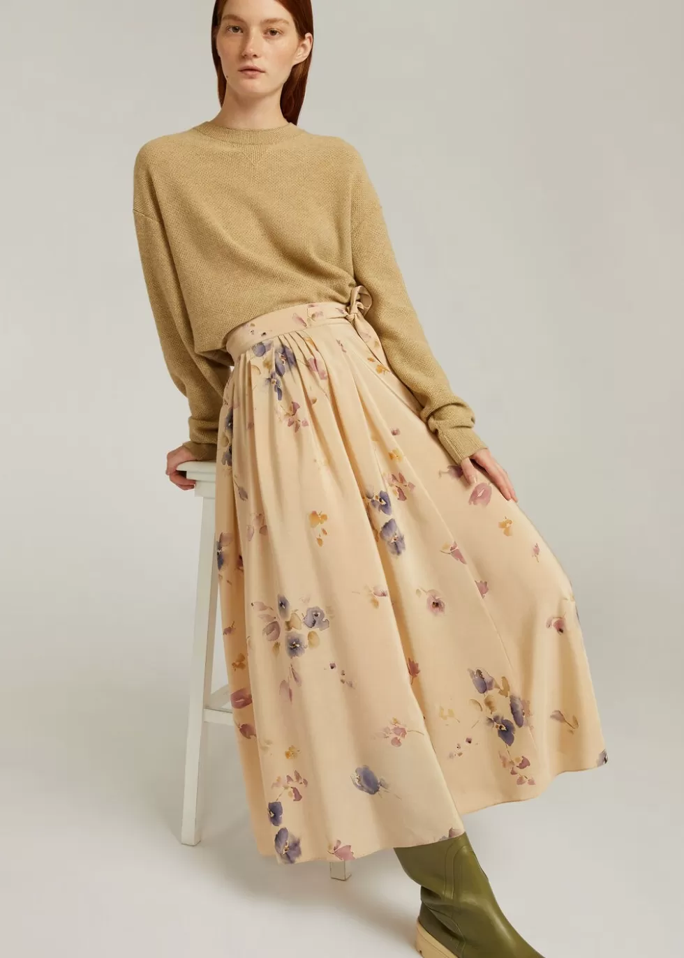 Skirts*Loro Piana Iris Skirt Cornfield+Quince Blossom