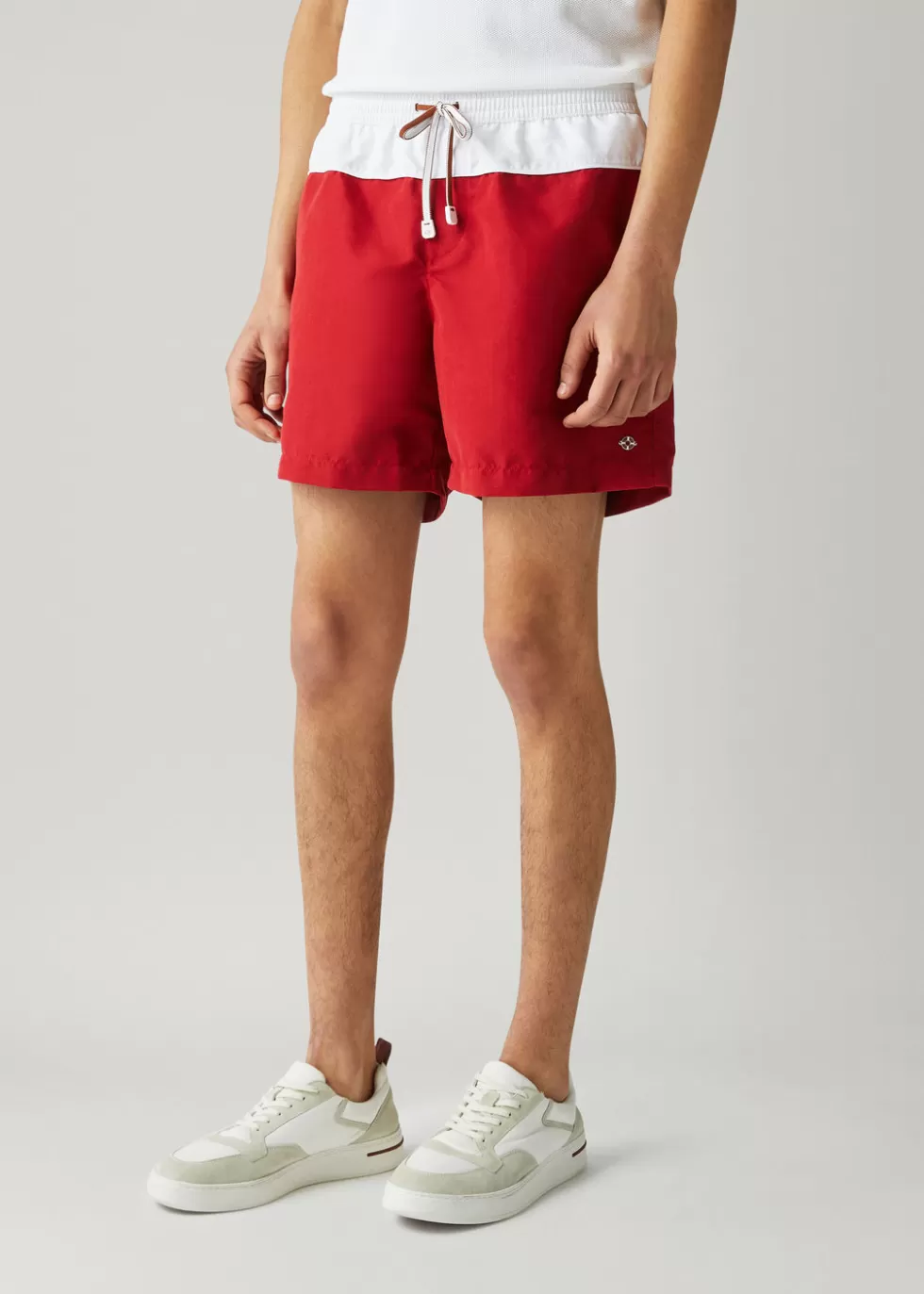 Swimwear*Loro Piana Ketch Shorts Deep Red/Optical White