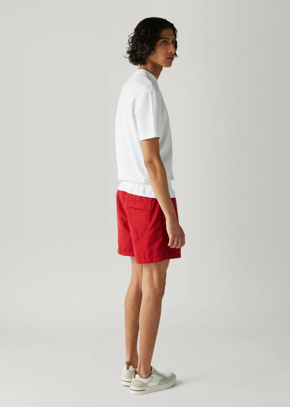 Swimwear*Loro Piana Ketch Shorts Deep Red/Optical White