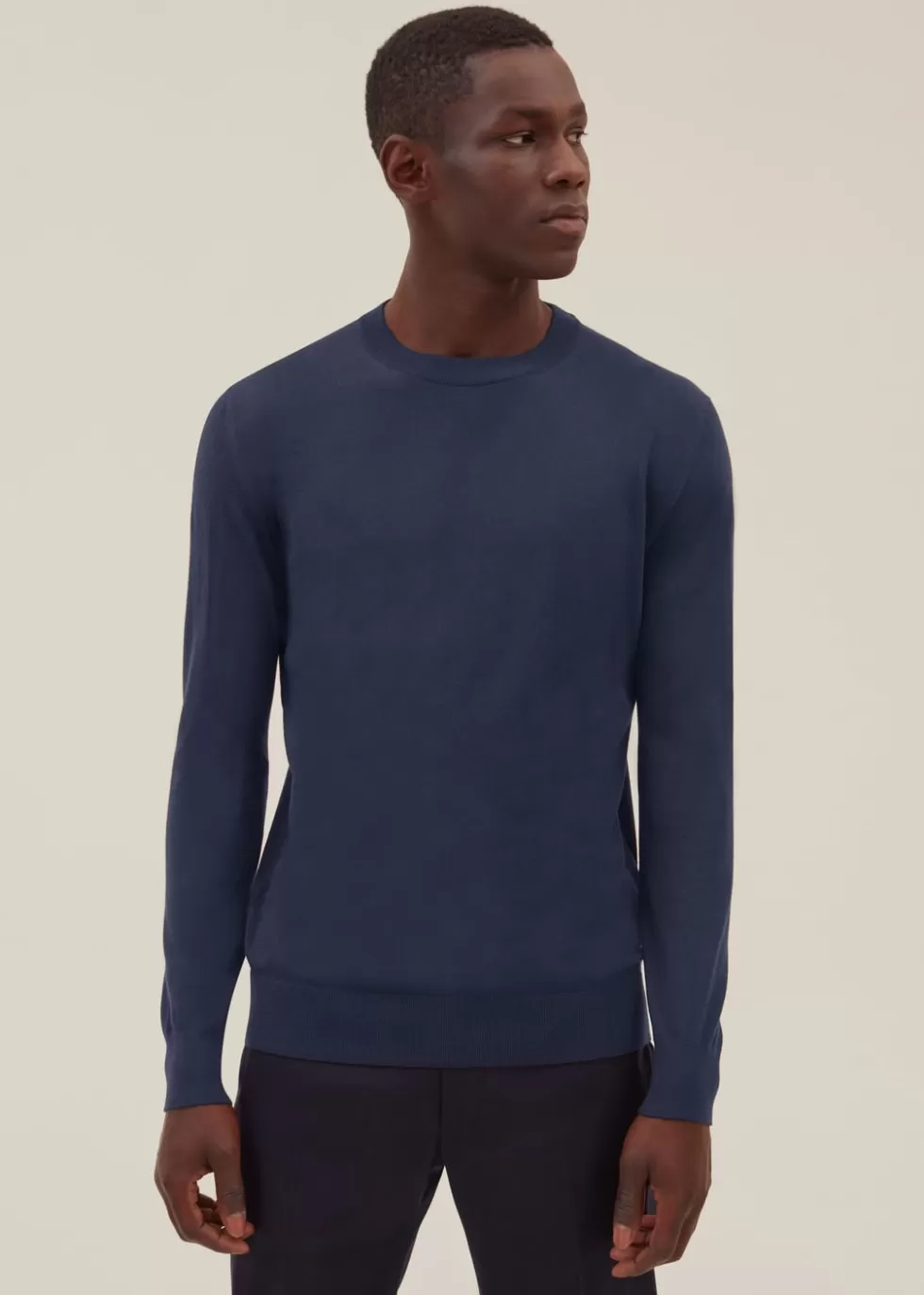 Knitwear*Loro Piana Light Crew Neck Navy Blue