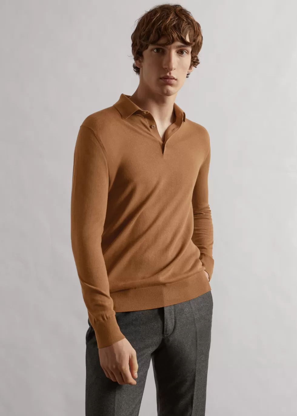 Polo And T-Shirts*Loro Piana Light Polo Shirt Dark Vicuna