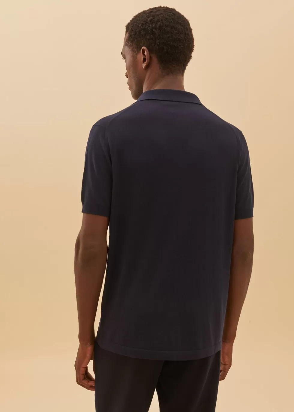 Knitwear*Loro Piana Light Polo Shirt Navy Blue