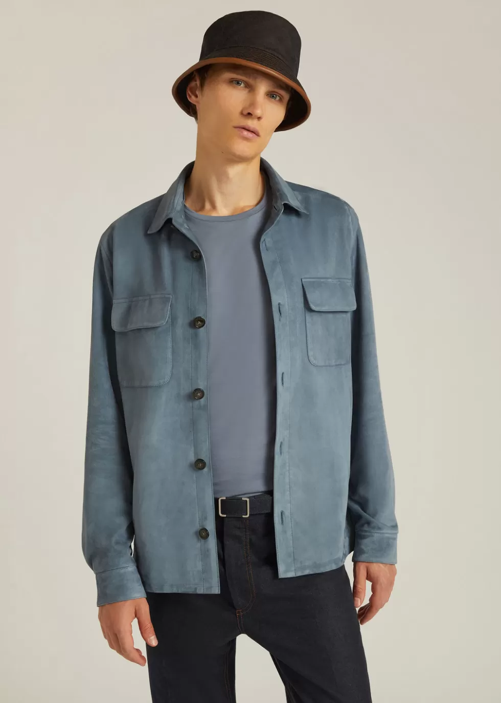 Clothing*Loro Piana Overshirt Scanda Blue