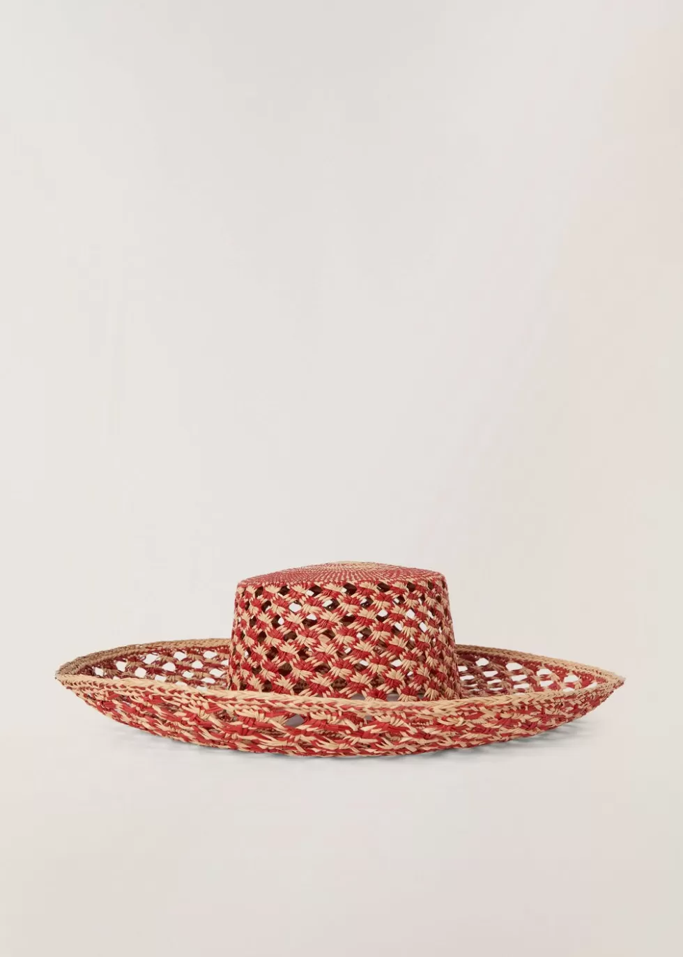 Hats*Loro Piana Maira Hat Natural/ Hibiscus Red