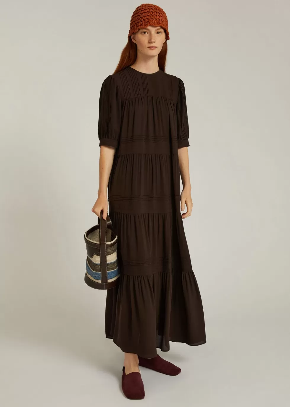 Dresses*Loro Piana Mathilde Dress Charcoal Brown