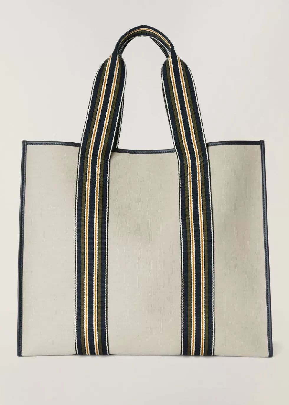 Top Handle And Totes*Loro Piana Medium The Suitcase Stripe Bag Light Grey-Military/Blue Navy