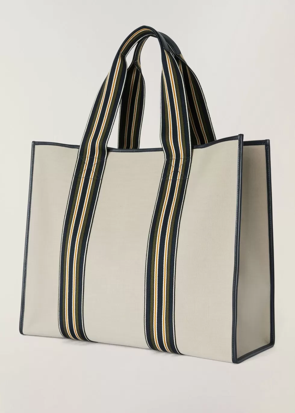 Top Handle And Totes*Loro Piana Medium The Suitcase Stripe Bag Light Grey-Military/Blue Navy