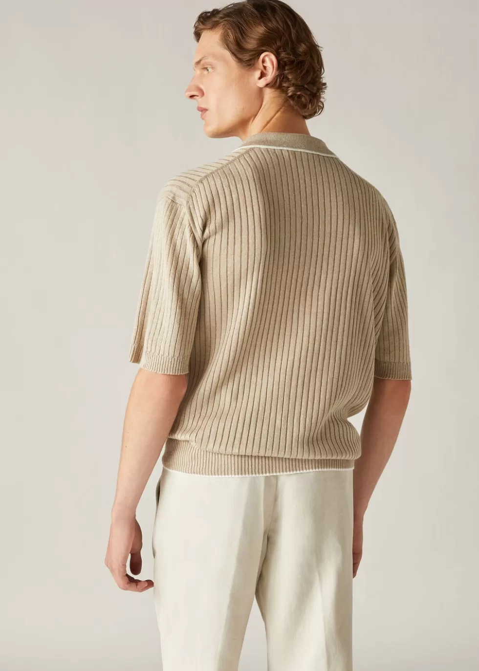 Knitwear*Loro Piana Mer Polo Shirt Raw Linen