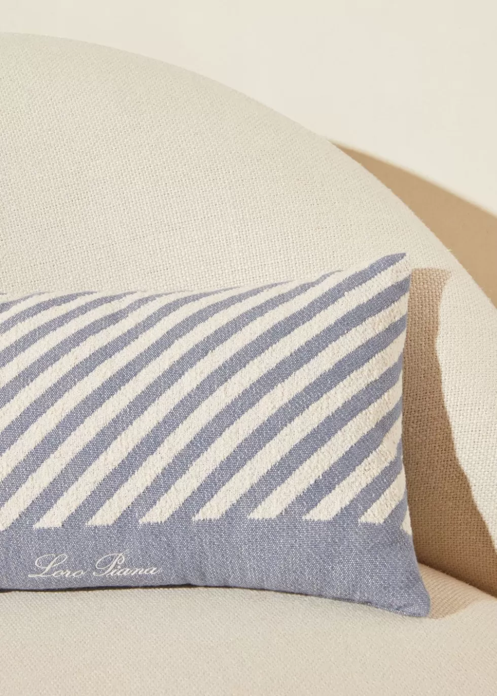 Beach Towels And Pillows*Loro Piana Moai Beach Cushion Denim Blue/White