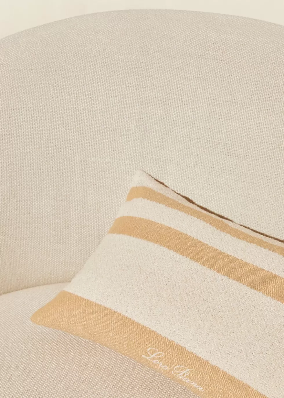 Beach Towels And Pillows*Loro Piana Moai Beach Cushion Golden Cream/ White