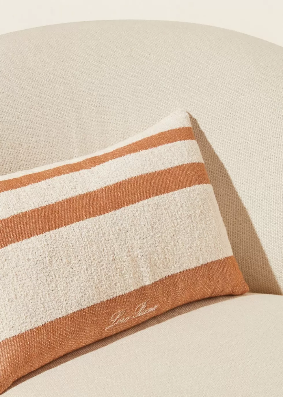 Beach Towels And Pillows*Loro Piana Moai Beach Cushion Burnt Amber Brown/ White