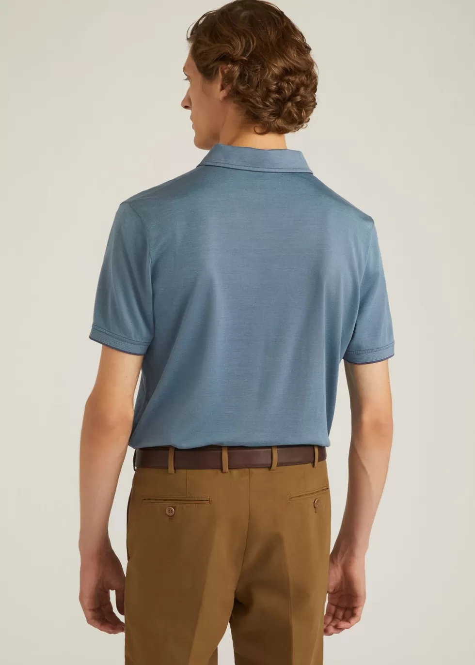 Polo And T-Shirts*Loro Piana Open Polo Azure Stone