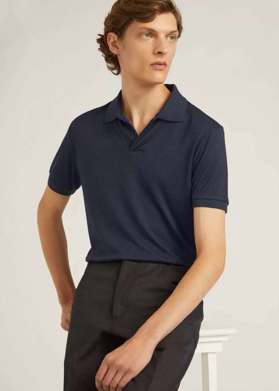 Polo And T-Shirts*Loro Piana Open Polo Shirt Ombre Blue