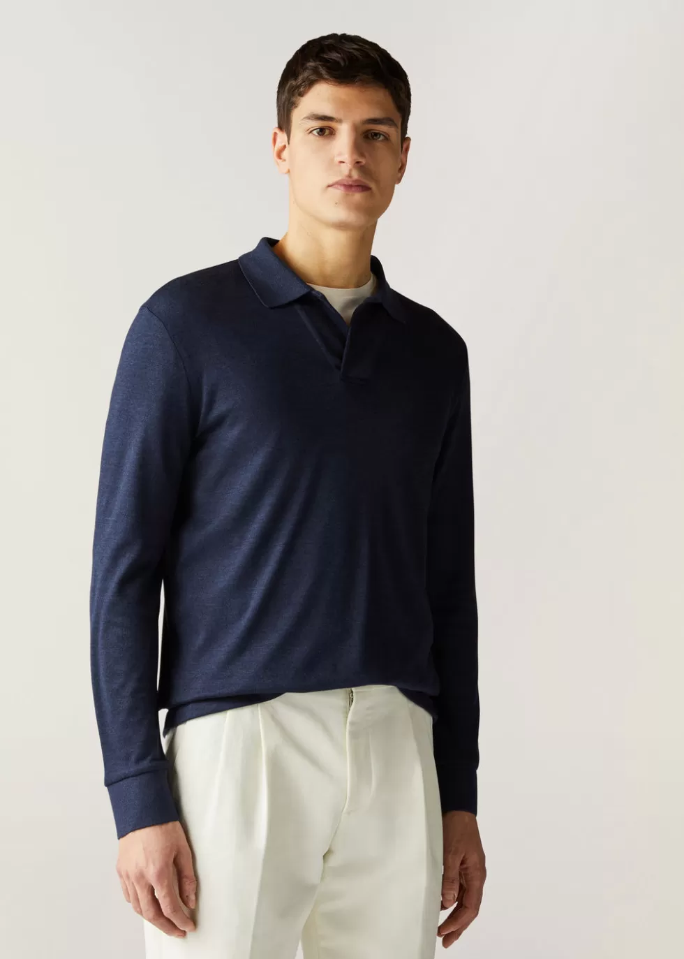 Polo And T-Shirts*Loro Piana Open Polo Shirt Ombre Blue