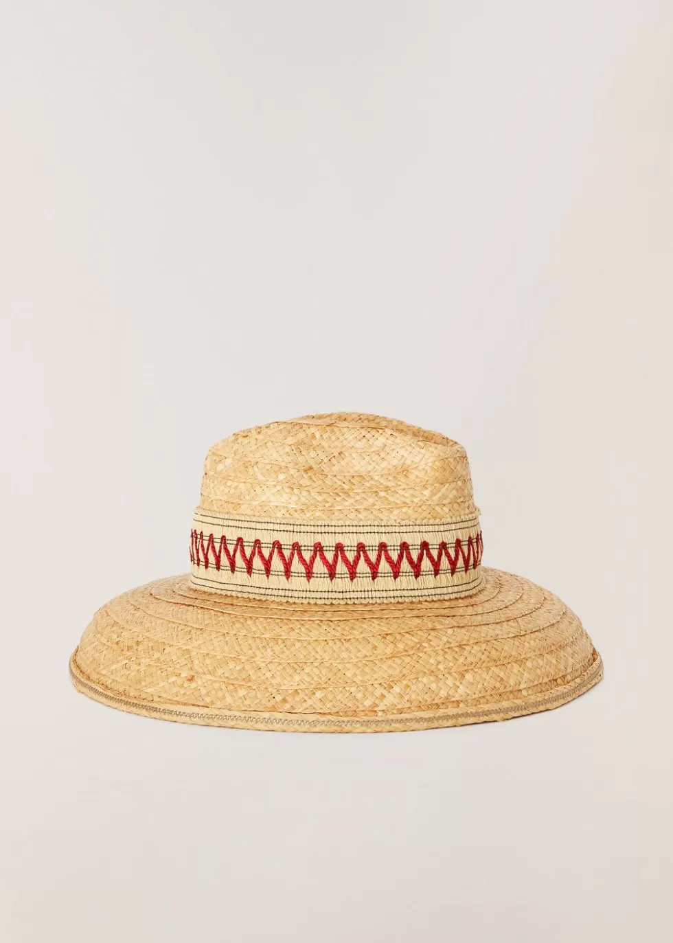 Hats*Loro Piana Ottavia Hat Natural Rafia/Red-Natural Ribbon