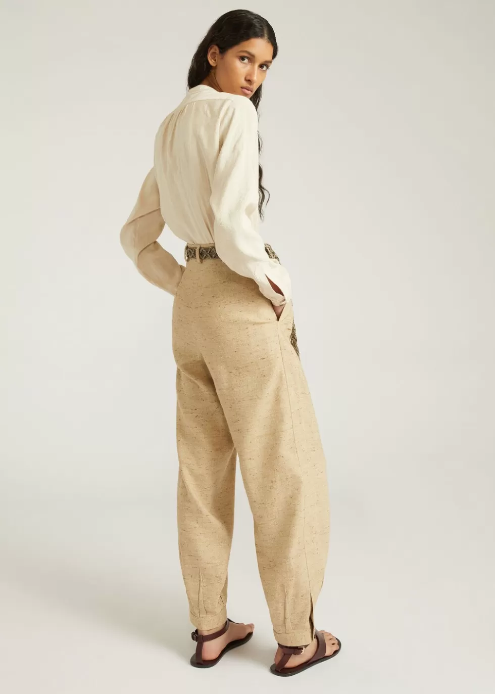 Trousers & Shorts*Loro Piana Phyllis Pants Natural Rope+Red Clay Powder