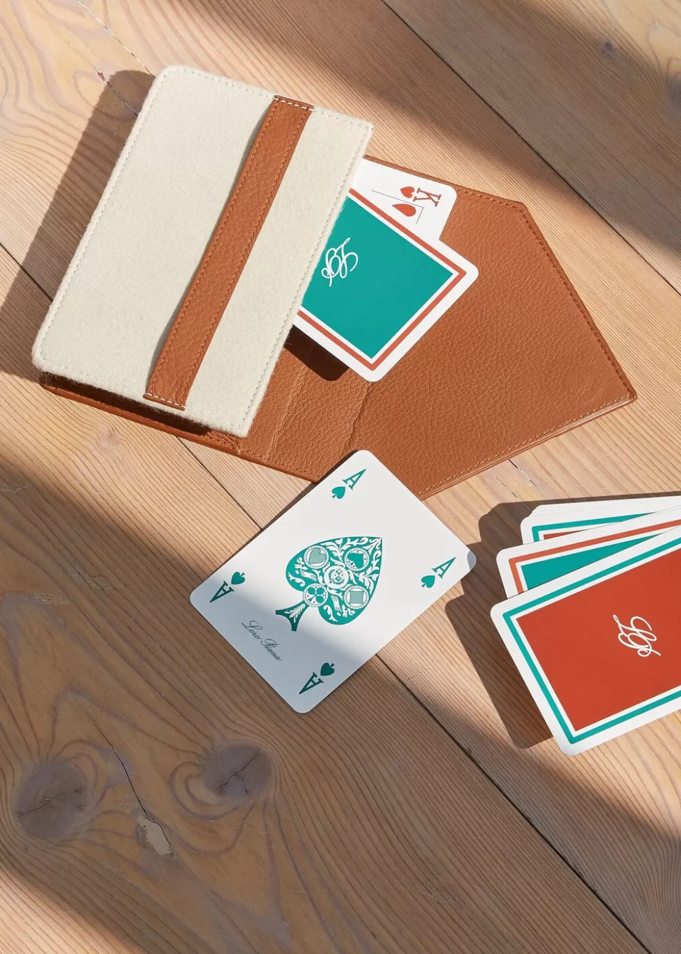 Games*Loro Piana Playing Cards Creme' Caramel/Saddle Brown