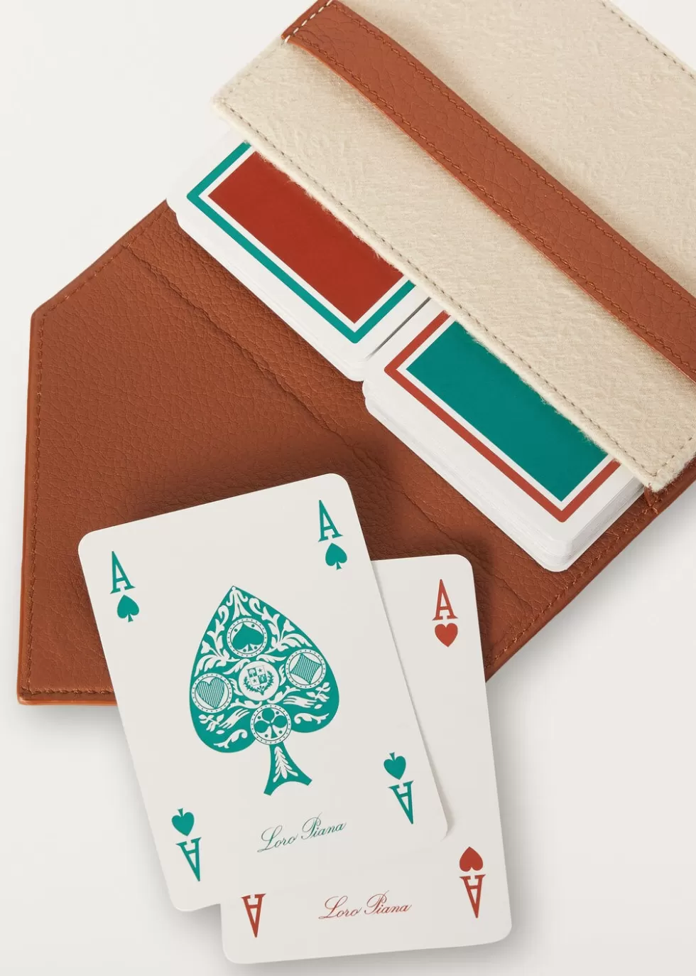 Games*Loro Piana Playing Cards Creme' Caramel/Saddle Brown