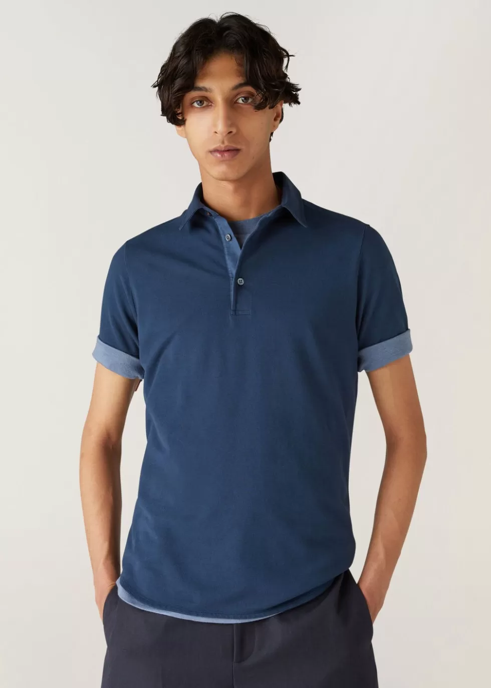 Polo And T-Shirts*Loro Piana Polo Shirt Dyed Eclipse